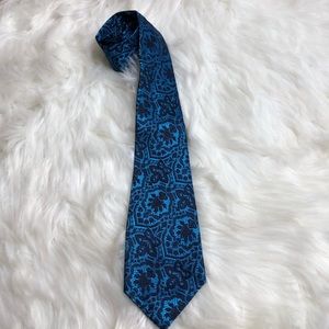 Rhodia France Woven Necktie in Vivid Blue & Black; Dark Academia, Ravenclaw Vibe
